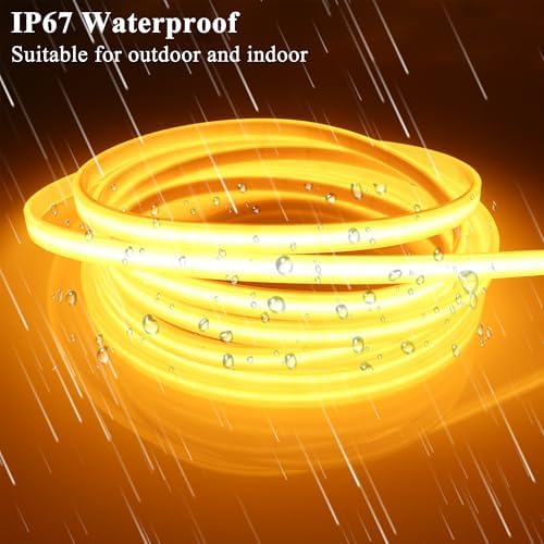 LEDENET COB LED Strip Lights Outdoor IP67 DC12V 16.4ft Golden Yellow 2200K
