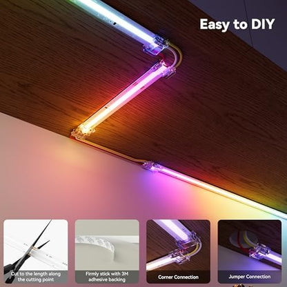 PAUTIX COB LED Strip Lights Pro, UL-Listed RGB Smart IC Chasing Color Addressable COB LED Tape Light, Music Sync Flexible RGB LED Lights, Smart Strip Light, for Party, Bedroom, Color Changing, 6.56ft