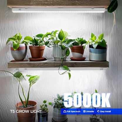 Barrina T5 Grow Lights for Indoor Plants, 2FT 5000K 40W (4 X 10W), 4 Packs