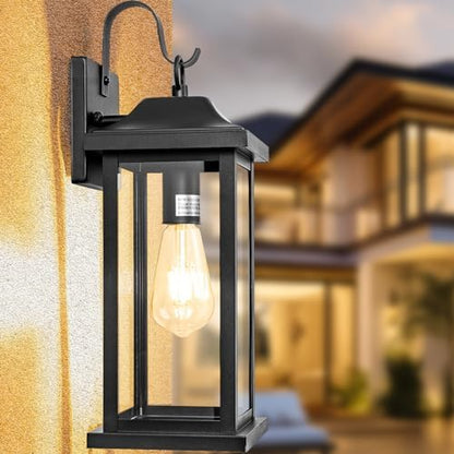 Large Black Outdoor Wall Light 17 Inch