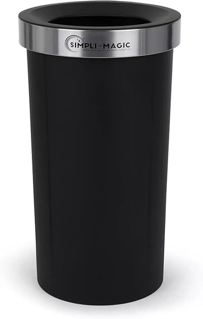 Simpli-Magic 16 Gallon (60L) Open Top Trash Can – Round Commercial Trash Can – Smudge-Resistant, Easy to Clean, Non-Skid Base, Stainless Steel (2 Pack)