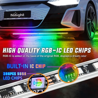 Nilight 4PCS Aluminum Dream Color LED Underglow Strip Lights APP & Remote