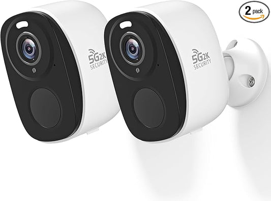 Rraycom 2Pack Security Cameras Outdoor Wireless,2K 5G/2.4GHz Battery Powered Camera for Home Security, Cloud/SD, No Monthly Fee, AI Motion Detection, Color Night Vision,2-Way Audio, Works w/Alexa