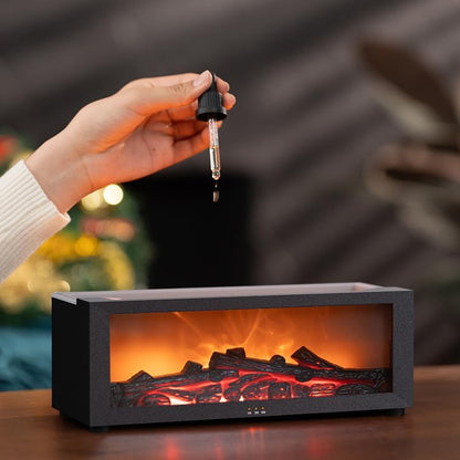 Essential Oil Diffuser, Fireplace Flame Oil Diffuser - Aromatherapy Aroma Humidifier, Upgrade 7 Colors Noiseless Remote Control - Perfect for Bedroom Home Office (150ml Fireplace Flame, White)