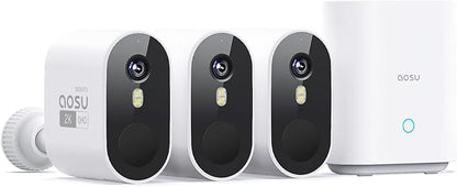 aosu 2K Add-on Camera, Requires WirelessCam/SolarCam aosuBase (NOT Doorbell Base Station), Up to 4 Cameras Can be Connected to 1 aosuBase