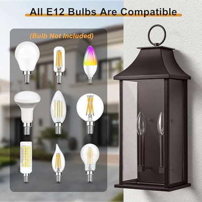 Dusk to Dawn Outdoor Wall Sconces 2-Light, 20.6", Bronze