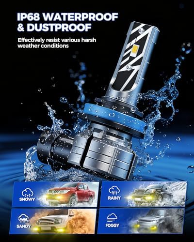 Marsauto H11/H16/H8 LED Fog Light Bulb, 18000LM 700% Brightness, H11 H16 H8 LED Bulb Yellow Fog Lights, 3000K Yellow Tail Light Covers 70000HRS Lifespan H11 Yellow Fog Light Bulbs