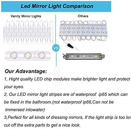Led Vanity Mirror Lights, Hollywood Style Vanity Make Up Light, 10ft Ultra Bright White LED, Dimmable Touch Control Lights Strip, for Makeup Vanity Table & Bathroom Mirror, Mirror Not Included