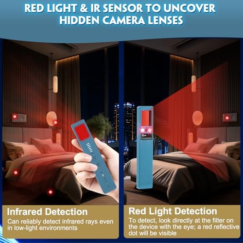 AI Hidden Camera Detector – 6-in-1 Anti-Spy Privacy Protection Kit: RF Signal & WiFi Scanner, GPS Tracker Finder, Bug Detector, IR Lens Finder – for Hotel, Office, Car, Travel Security