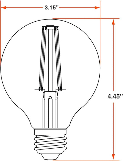 Sylvania G25 Clear Globe LED White Filament Bulb, 3.5W, Dimmable, 300 LMS, Medium Base, 5000K, Daylight - 2 Pack (42253)
