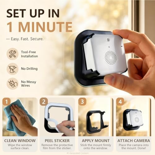 2K Wireless Window Cameras for Home Security, 6s Pre-Roll