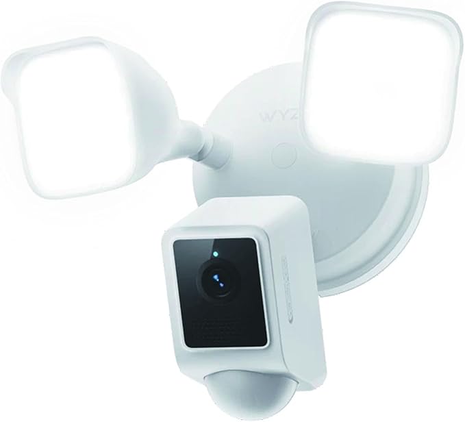 WYZE Floodlight Camera v2, 2800-Lumen LEDs, 2K HD Outdoor Security Camera, 160° Wide View, Motion Activated Light, 105dB Siren, Cloud & Local Storage, Color Night Vision, Wired (Renewed)