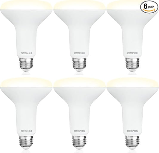 DEGNJU 6 Pack BR30 LED Recessed Light Bulb, Dimmable Indoor Flood Light Bulbs CRI80 7W Equivalent 65W 3000K Warm White 650 Lumens, 15000 Lifetime Hours E26 Base LED Can Light Bulb, Flicker-Free