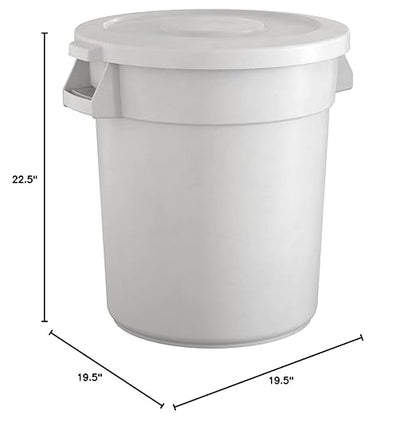 20 Gallon White Round Commercial Trash Can with Lid, Heavy-Duty Food Grade NSF Certified, Perfect for Restaurant, Office, School, Garage, Backyard, Workshop, Warehouse