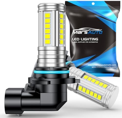 Marsauto H10 9145 Led Fog Light Bulbs, 12,000 LM 360° Illumination Upgraded 60 Pcs Chips 9045 9140 Fog Lights Led, 6500K White Strong Penetration H10 Led Fog Light Bulbs for Car,Tire Light Assemblies