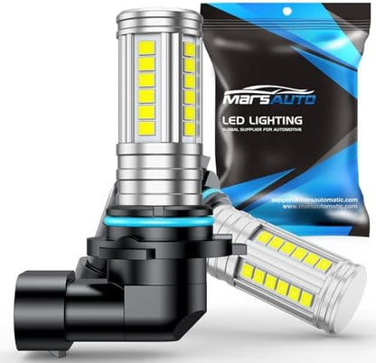 Marsauto H10 9145 Led Fog Light Bulbs, 12,000 LM 360° Illumination Upgraded 60 Pcs Chips 9045 9140 Fog Lights Led, 6500K White Strong Penetration H10 Led Fog Light Bulbs for Car,Tire Light Assemblies