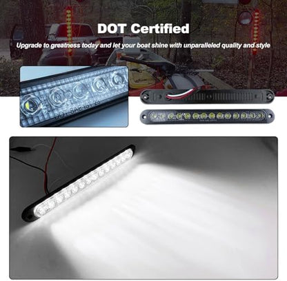 10" White Trailer LED Reverse Lights Bar Strip Truck Bed Backup Lights Rear Running Side Marker for Truck RV Aluminum Alloy Base, 15 LEDs 2Pcs