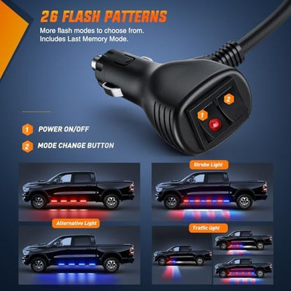 Nilight 2PCS 70 Inch Running Board LED Lights Strip Red Blue for Truck