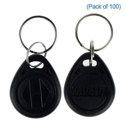 LIBO 125KHz Smart ID Key Tag Card RFID Access Control Key Card Proximity EM4100 TK4100 Keyfobs Keychains NFC Token Badge Holder (Black, Pack of 100)