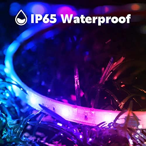 FBZ 60Ft Outdoor Waterproof LED Strip Lights,Music Sync RGB IP65 Led Lights with App Control and Remote,Color Changing Waterproof Led Rope Lights for Outdoor,Balcony,Roof,Garden,Stairs Party (60FT)