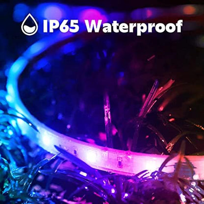 FBZ 60Ft Outdoor Waterproof LED Strip Lights,Music Sync RGB IP65 Led Lights with App Control and Remote,Color Changing Waterproof Led Rope Lights for Outdoor,Balcony,Roof,Garden,Stairs Party (60FT)