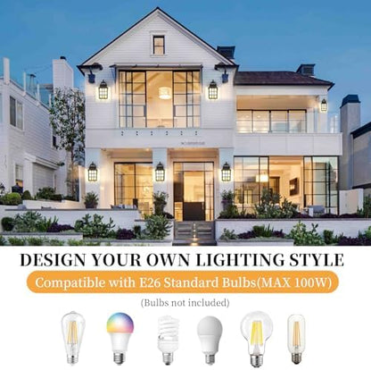 12'' Dusk to Dawn Outdoor Lights for House 2 Pack, Aluminum Porch Light