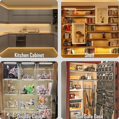 Motion Sensor Under Cabinet Lights, Plug in, Seamlessly Linkable, 6 Pcs 12 Inch Under Counter Lighting Bars for Kitchen, Closet, Gun Safe, Shelf, Display Case, LED 3000k Warm White