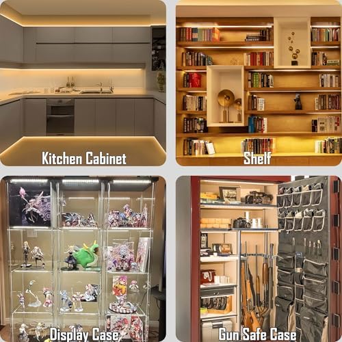 Motion Sensor Under Cabinet Lights, Plug in, Seamlessly Linkable, 6 Pcs 12 Inch Under Counter Lighting Bars for Kitchen, Closet, Gun Safe, Shelf, Display Case, LED 5000k Daylight