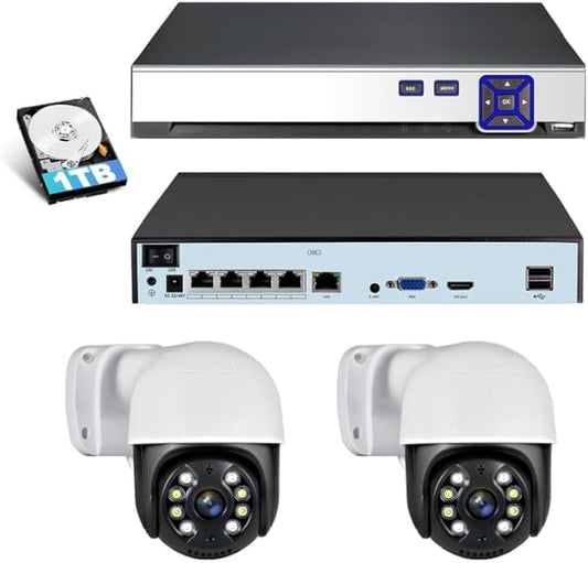 KERUI 4CH Network Video Recorder Set for Home Security 4Channel PoE NVR with 2Pcs 4MP HD POE Cameras, 24/7 Recording Human Detection Pre-Installed 1TB Hard Drive