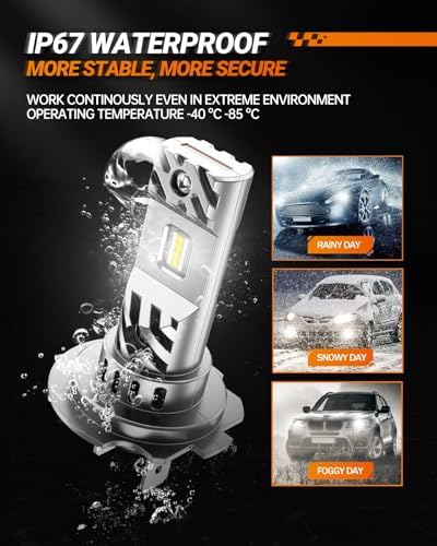 SEALIGHT H7 LED Light, 6500K Super Bright H7 LED Bulb 80,000LM with 15000RPM Cooling Fan, 60000+ Ultra-long Life Plug-N-Play, Pack of 2