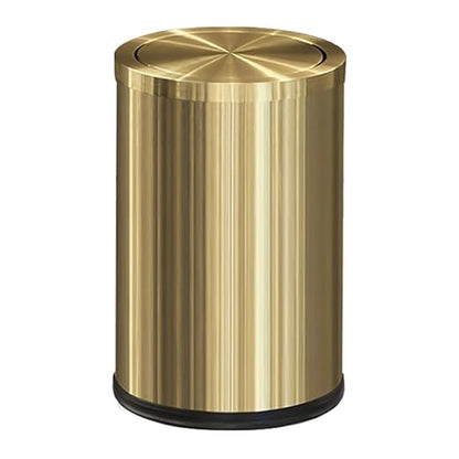 9L/2.4Gal Gold Trash Can,Brass Bathroom Garbae Can with Flipping Lid,Small Brass Garbage Can for Office, Laundry Room,Bedroom,Hotel