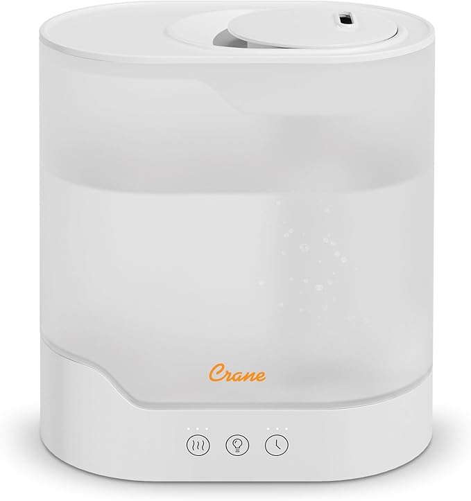 Crane 0.7 Gallon Top Fill Cool Mist Humidifier and Aroma Diffuser, with Color-Changing Night Light and Aroma Diffuser Function, Humidifier For Bedroom, Office or Nursery