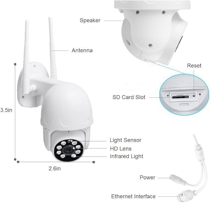1080P HD Wireless Security PTZ IP Camera, 2GHz 5GHz Dual WiFi P2P Pan/Tilt Motion Detection Auto Tracking, Two Way Audio Spotlight Alert Outdoor Camhipro