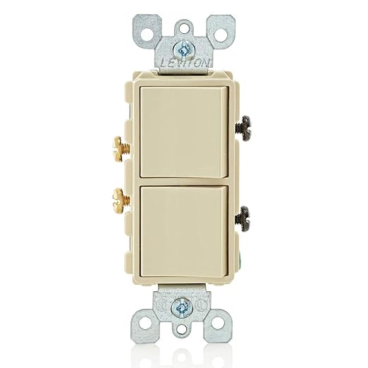 Leviton 15 Amp, 120/277 Volt, Decora Single-Pole, AC Combination Switch, Commercial Grade, Grounding, 5634-I, Ivory