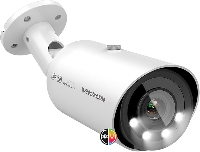VIKYLIN 8MP Full Color Varifocal PoE IP Camera, Outdoor 4K Bullet Camera with 5X Optical Zoom 2.7~13.5mm Lens,Human/Vehicle Detection, Smart Dual Light, Bulit-in Mic, MicroSD(256GB), IP67