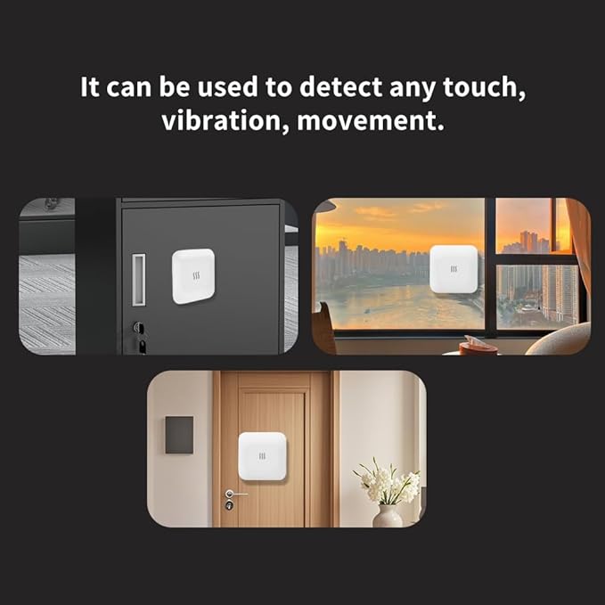 Tuya Zigbee Wireless Vibration Sensor: 120dB Alarm, Adjustable Sensitivity, Glass Breakage Detection. Suitable for Alarm Systems and Smart Home Automation, Supports Tuya App.