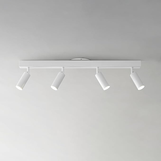 Globe Electric 64000120 28" 4-Light LED Integrated Track Lighting, Matte White, Adjustable Pivoting Track Heads, 37W, 1600 Lumens, 3000 Kelvin, Dimmer Switch Compatible, Modern Ceiling Fixture