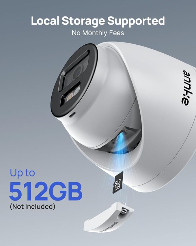 ANNKE C800 4K PoE Security Camera with AI Human/Vehicle Detection, IP Cam with Audio,Wide Angle, Remote Access, Spotlight Night Vision, IP67 Waterproof, H.265+, Support up to 512GB TF Card