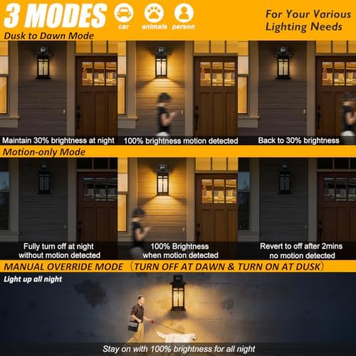 Brilvibera 16" Black Motion Sensor Wall Sconce Light for House