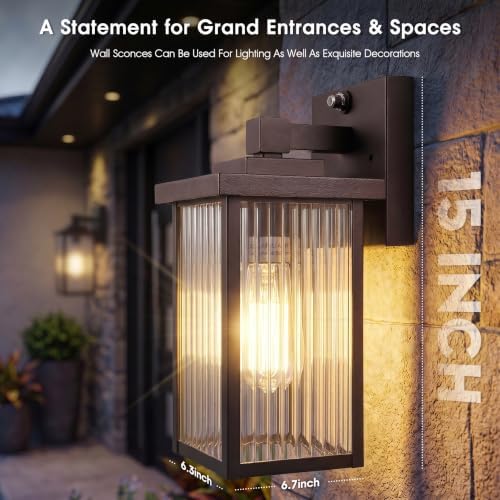 15-Inch Dusk to Dawn Outdoor Wall Light, Oil-Rubbed Bronze All-Metal