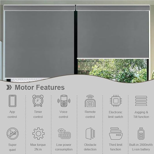 Smart Roller Shade Motor ZigBee 3.0 for 1.5" Tube, DIY Motorized Blinds Retrofit Kit with Remote, Rechargeable Battery, Compatible with Alexa Google Home Tuya (1.1N.m Torque for 30rpm/min)