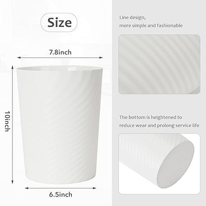 Small Plastic Trash Can - 1.8 Gallon - White - Wastebasket Garbage Can Container