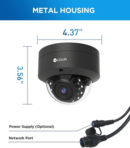 4COVR 4K PoE Camera Outdoor, 8MP UHD Vandal Wired Surveillance Dome Security IP Camera with Mic, IK10 Vandal-Proof IP67, AI Human/Vehicle Detection, 2.8mm Lens,100ft Night Vision, LY54AB8MA(NOT PTZ)