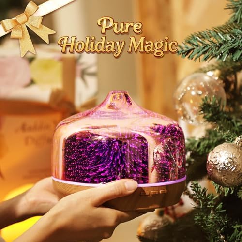 Porseme 500ml Glass Essential Oil Diffuser Aromatherapy Ultrasonic Cool Mist Humidifier 15-21 Running Hours Waterless Auto-Off Air Diffusers for Sleeping Yoga Working Spa(Rose Gold)