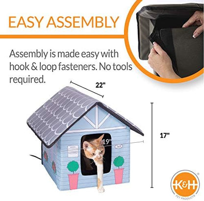 K&H Heated Cat House, Outdoor Kitty Shelter, Safety Listed, 20W, Cottage