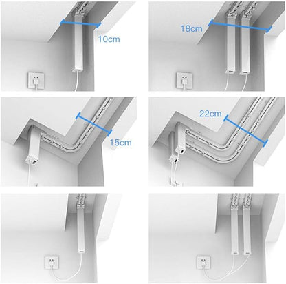 Smart Curtains System Electric Curtain Track with Automated Rail Electric Remote Controlled Drapery System Smart Home Curtain Rod Remote Control Curtain(19.6FT)