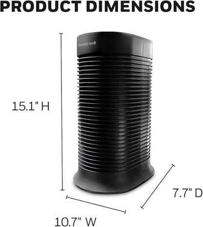 Honeywell HPA060 HEPA Tower Air Purifier, Airborne Allergen Reducer for Small Rooms (75 sq ft), Black - Wildlfire/Smoke, Pollen, Pet Dander, and Dust Air Purifier