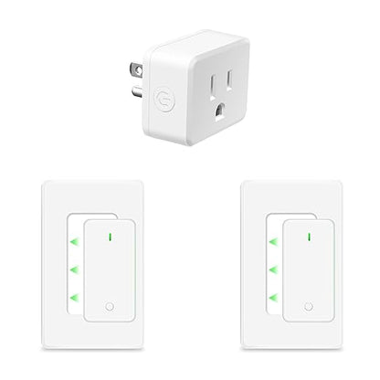 NineLeaf Remote Control Outlet,Wireless Remote Control Outlet Plug,500ft Long Range Wall Mounted Light Switch,15A 1500W for Home and Business,No Wiring,White,2 SW+1 Outlet