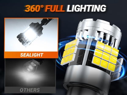 SEALIGHT 1156 LED Bulb, 6000K White, 7506 1141 Anti Hyper Flashing LED Bulbs, 600% Brighter LED Car Bulbs for Reverse Backup Light Parking Light Tail Lights, Pack of 2