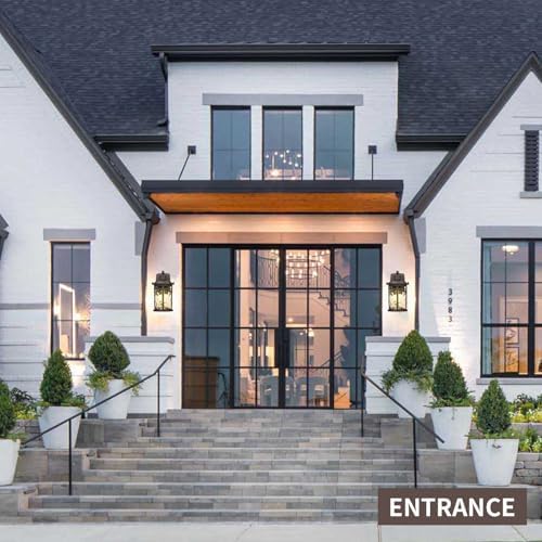 Darkaway Outdoor Wall Light Fixture,Outside Porch Lights Wall Mounted Amber Ripple Glass Exterior Waterproof Wall Sconce Lighting for House Front Door Garage Patio